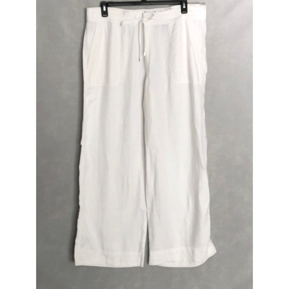 Lauren Ralph Lauren Wide Leg Pant Linen Pants White (Flaw) Women's Size 12P NEW